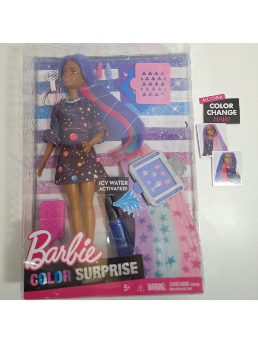 Barbie Color Change Surprise Doll Purple Hair Space Dress Damaged Box - Picture 12 of 12